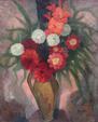 Yves ALIX. Nature morte au bouquet. Huile sur toile signée en bas