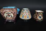 Manufacture Jules VIEILLARD, Bordeaux, 3 vase en faience fine : l'un