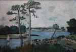 Albert MARQUET (1875-1947). Paysage du Teich. Huile sur isorel signée