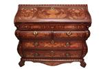 Commode scriban, de style hollandais en bois de placage, XIXeme. Ouvrant