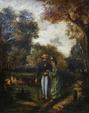 LENOIR, La promenade en forêt, huile sur toile signée en bas à