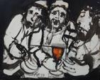 SCHEMIAKIN. Les trois rabins au calice. Huile sur toile signée en