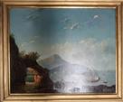 Huile sur Toile - "Paysage Marin avec Châtau Fort " - suiveur de
