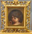 Portrait d'enfant jouant de la flûte - Huile sur toile - encadrement